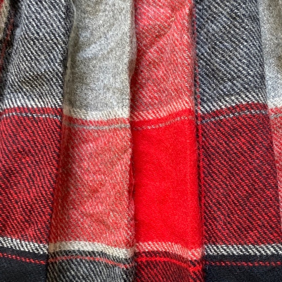 Vintage Red Plaid Pleated Circle Wool Skirt - Picture 3 of 6